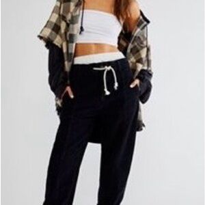 Free People Missing From Me Black Drawstring Women's Cord Pants
